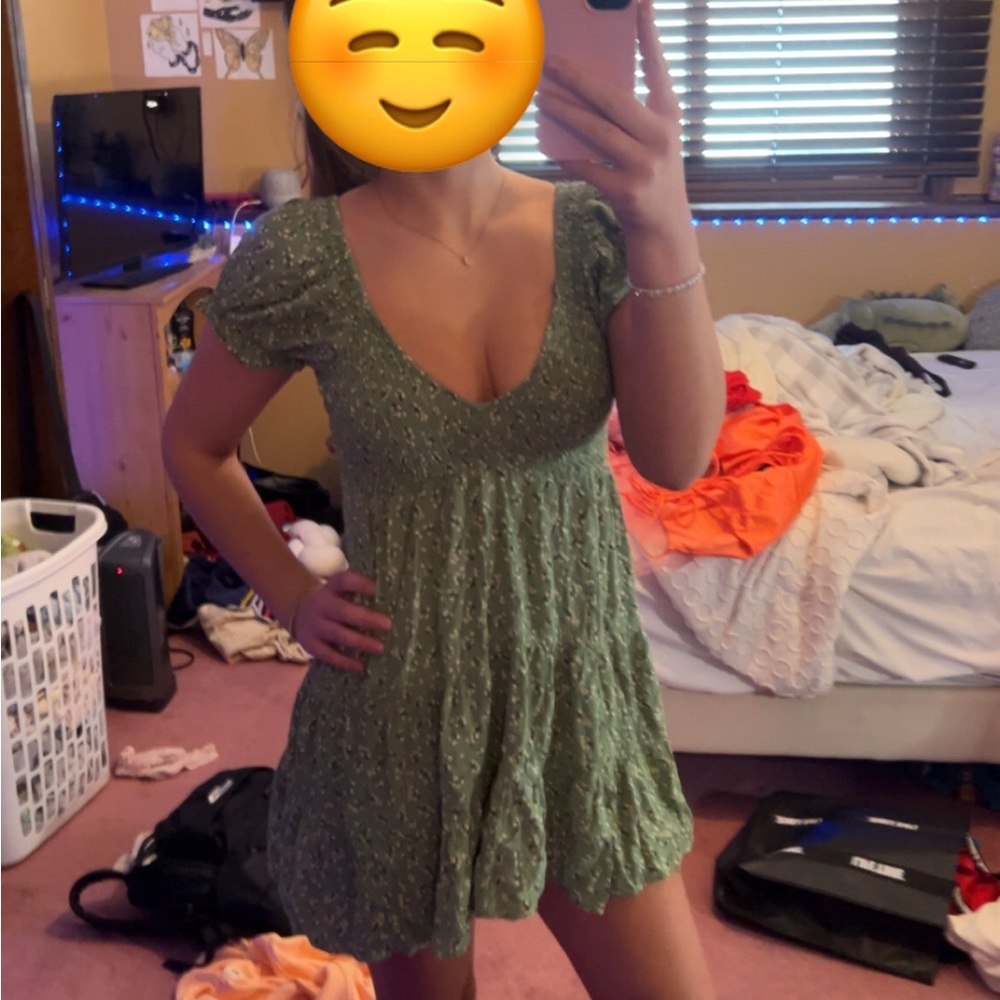 Angie Green Floral Flowy Dress